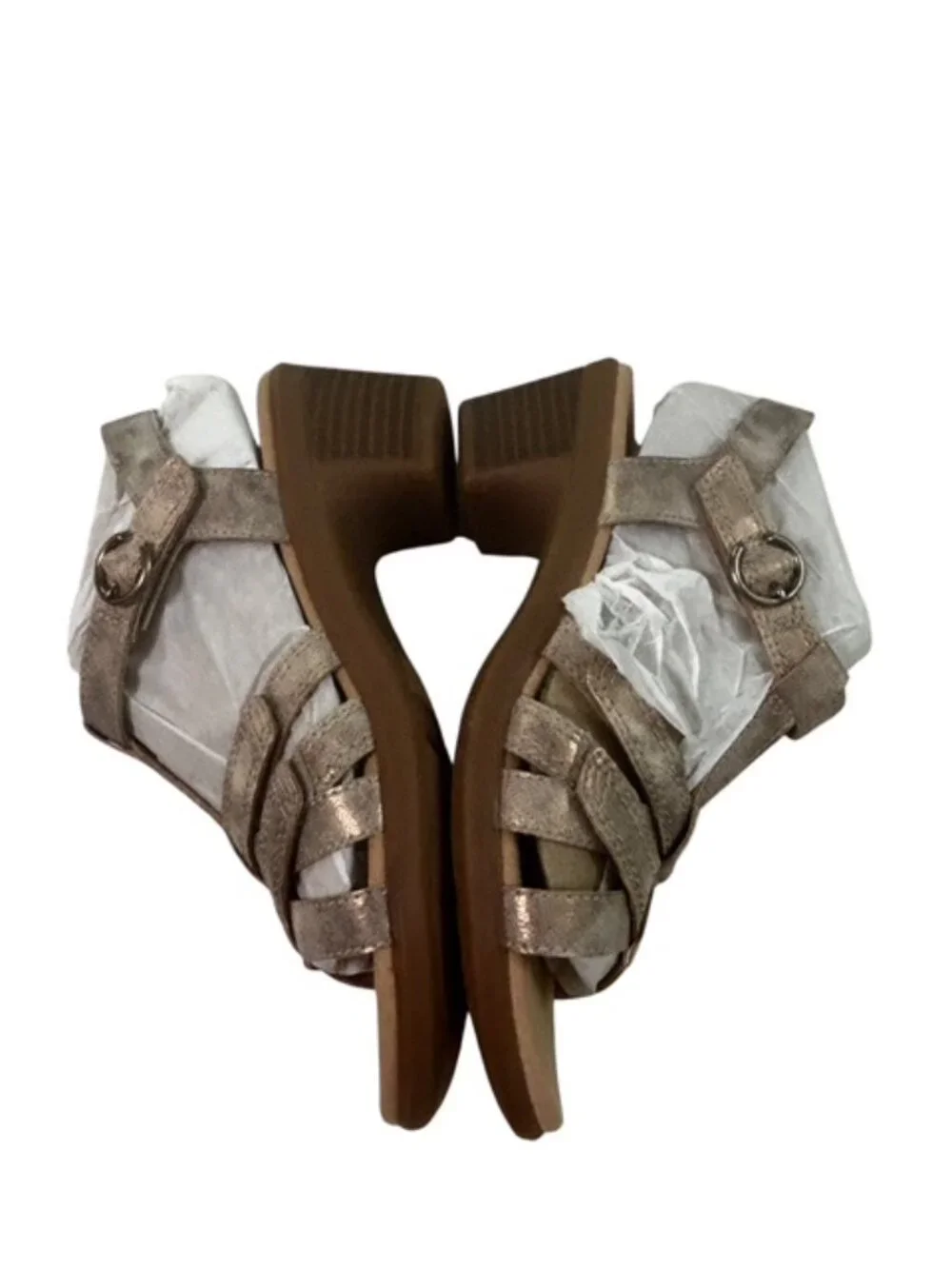 Clarks Emily2 Rose Shoes Womens Size 6.5 Wide Bronze Strappy Block Heel Sandals